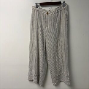 J Jill Linen‎ Rayon Blend Striped Cropped Wide Leg Pants Size Medium